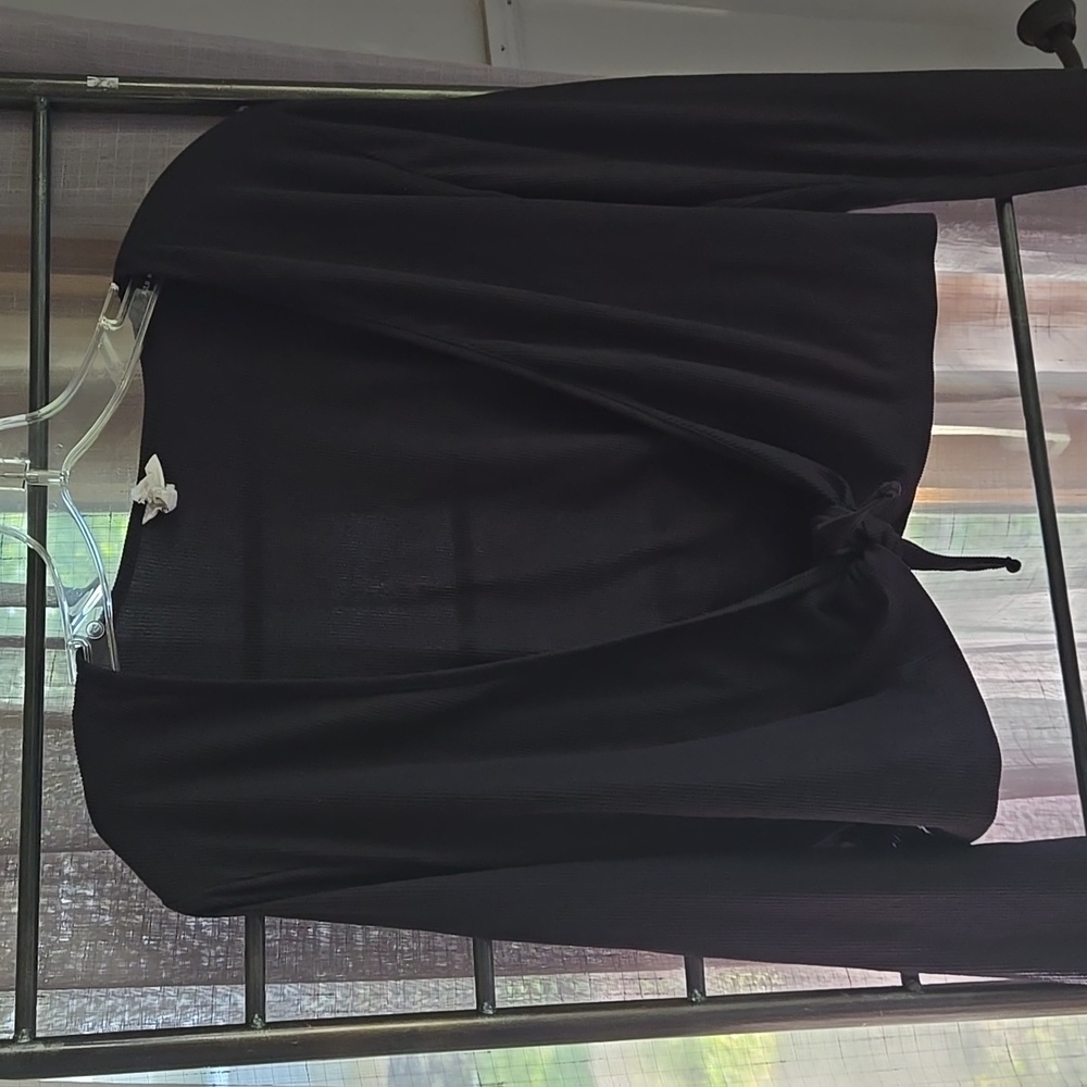 Black front tie sweater